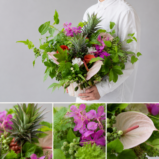 【esprio fleurs paris】【Tropical Garden Arrangement】【ハナパインと南国花材のナチュラルアレンジメント】【エスプリオフルール】